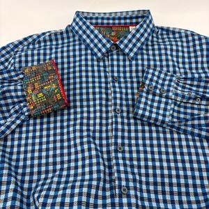 Robert Graham Classic Fit Checkered Blue‎ Long Sleeve Button Down Shirt 3XL